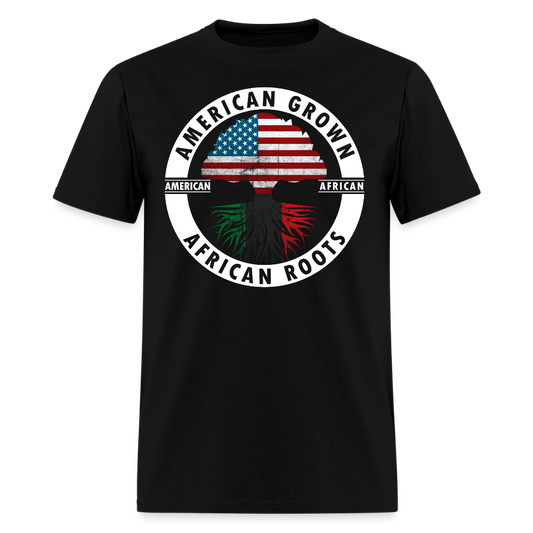 American Grown African Roots Pan African Flag T-Shirt - black