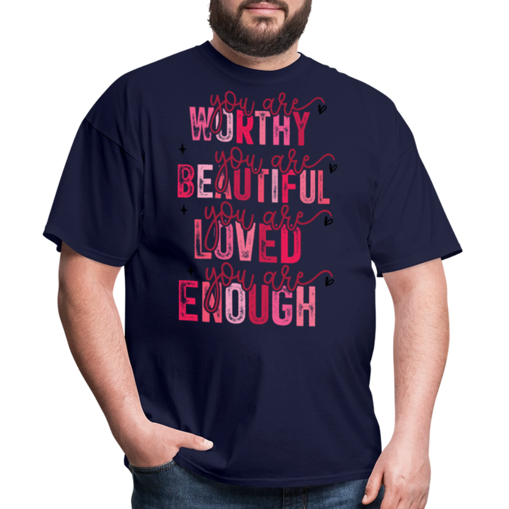 Self-Love Graphic Tee You Are Enough Motivational T-shirt - navy