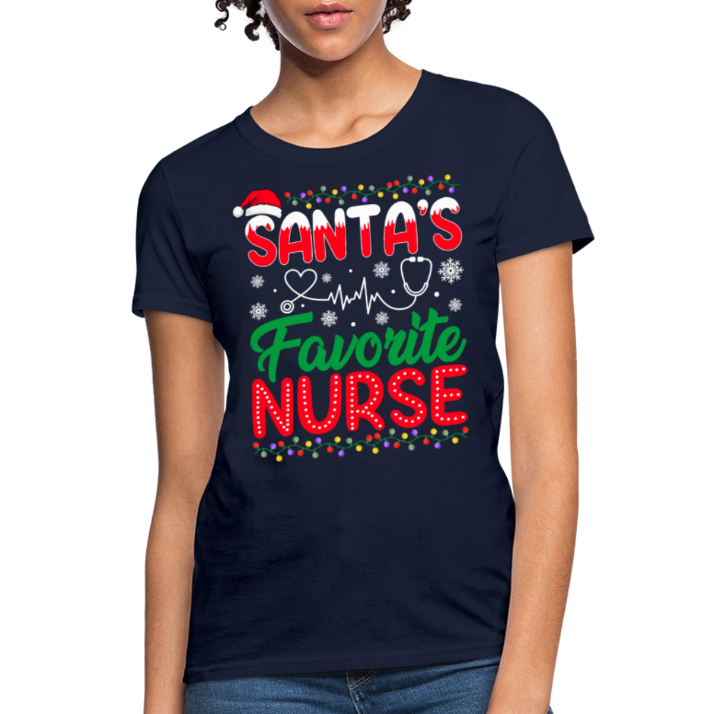 Santa’s Favorite Nurse Christmas T-Shirt - navy
