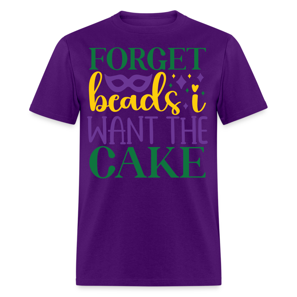 Colorful Mardi Gras Festival Tee Forget Beads I Want King Cake T-shirt - purple