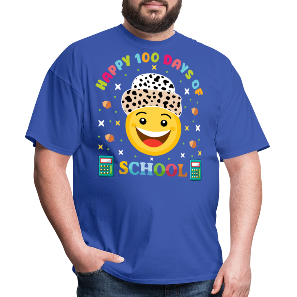 Happy 100 Days of School Teacher Tee 100 Days Smiley Face T-shirt - royal blue