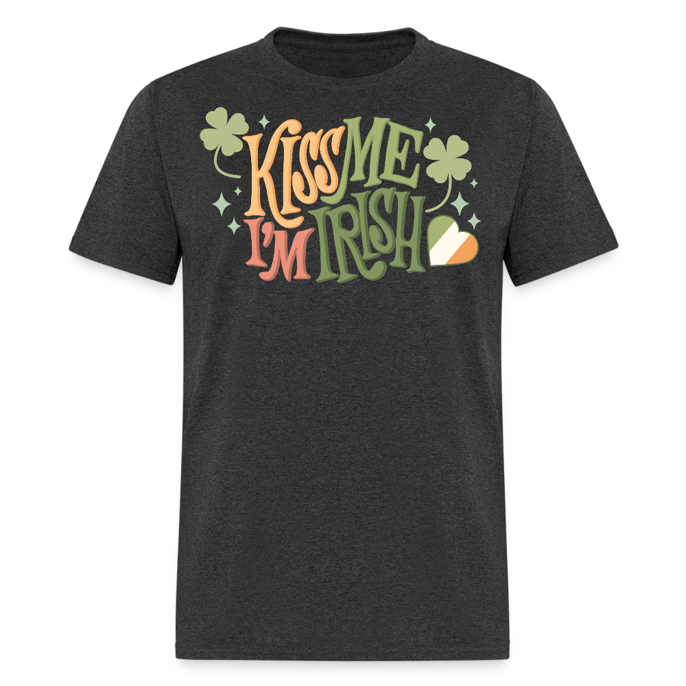 Vintage-style Kiss Me I’m Irish T-shirt - heather black