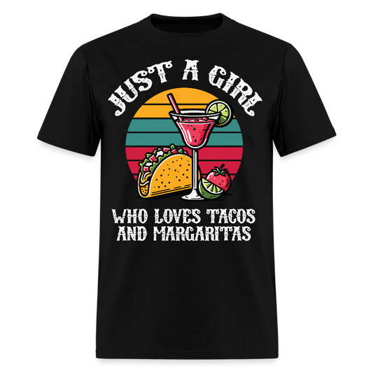 Just A Girl Who Loves Tacos And Margaritas Tee Funny Mexican Food T-shirt - black