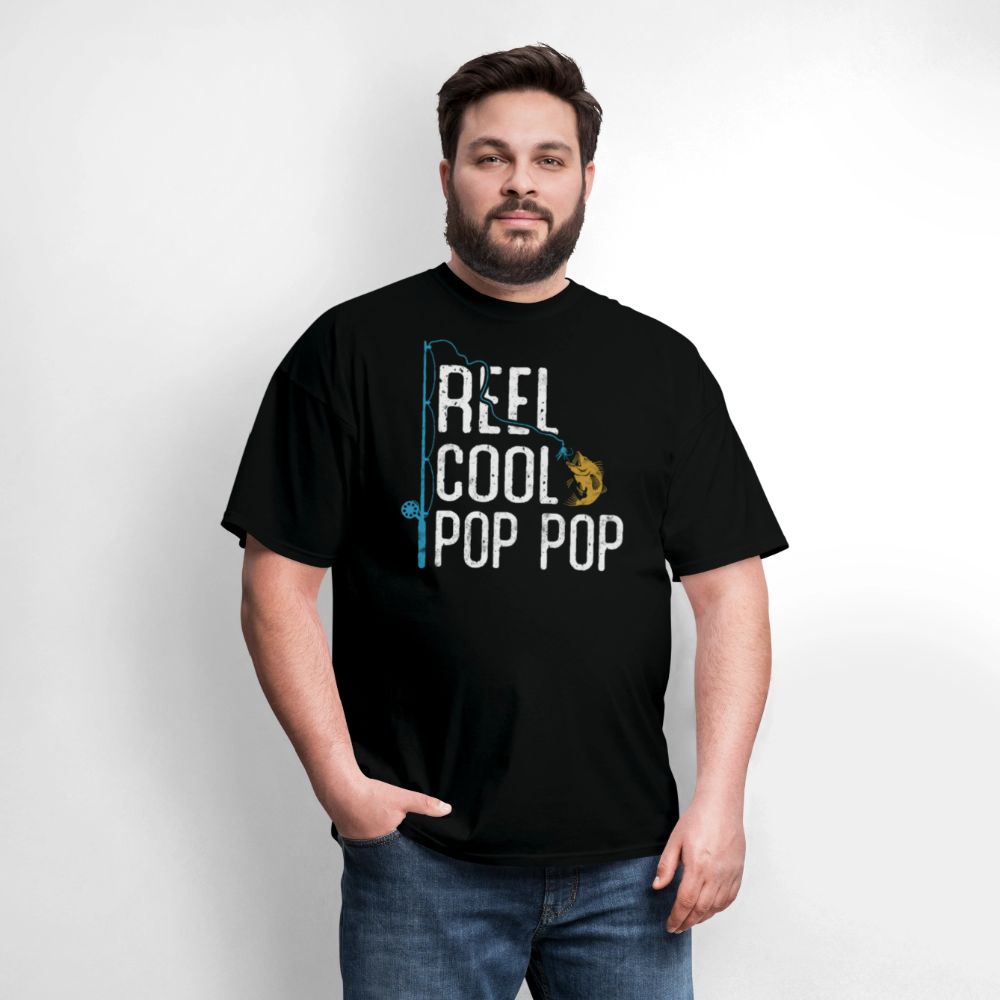 Reel Cool Pop Pop Fishing Gift T-shirt - black