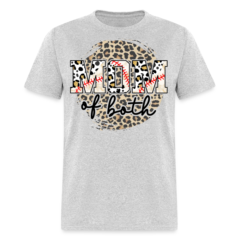 Leopard Print Baseball Softball Mom T-shirt - heather gray