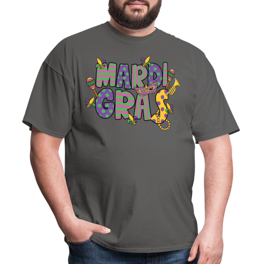 Retro-style Mardi Gras Carnival Tee New Orleans Mardi Gras Party T-shirt - charcoal