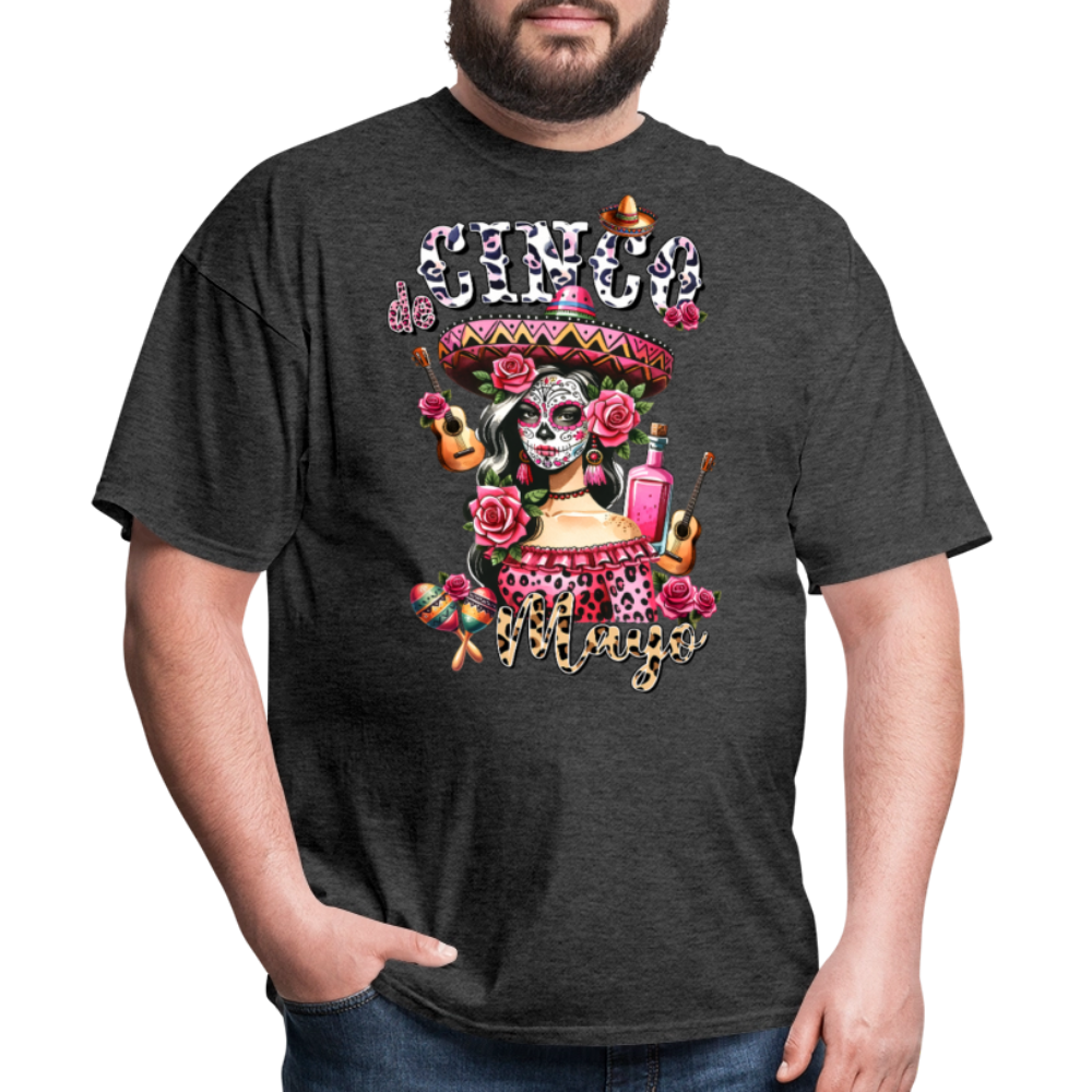 Mexican Fiesta Party Outfit Cinco De Mayo Sugar Skull T-Shirt - heather black