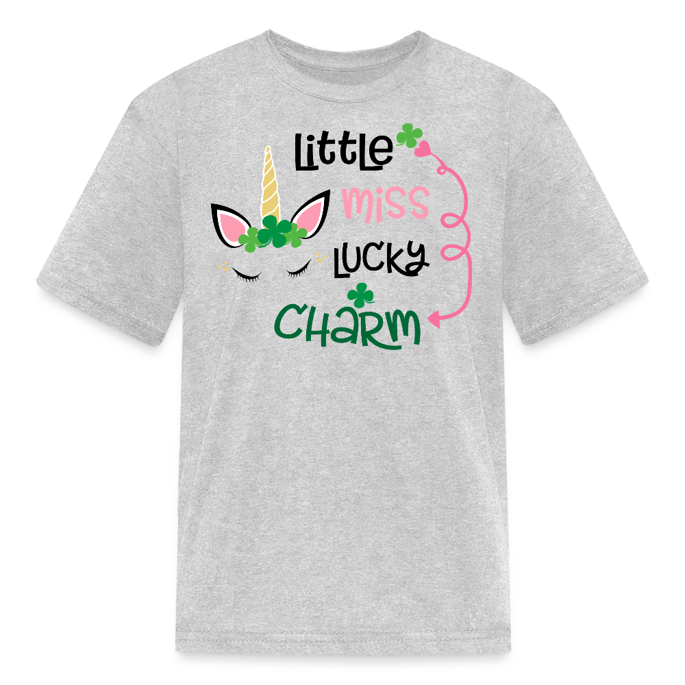 Little Miss Lucky Charm Toddler Outfit Cute Irish Unicorn T-shirt - heather gray