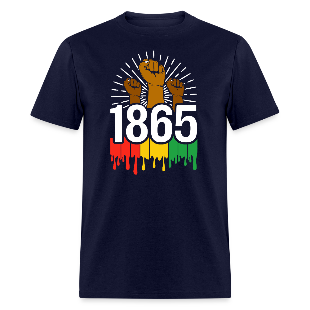 Juneteenth 1865 Tee for Black History Month Raised Fist Revolution T-shirt - navy