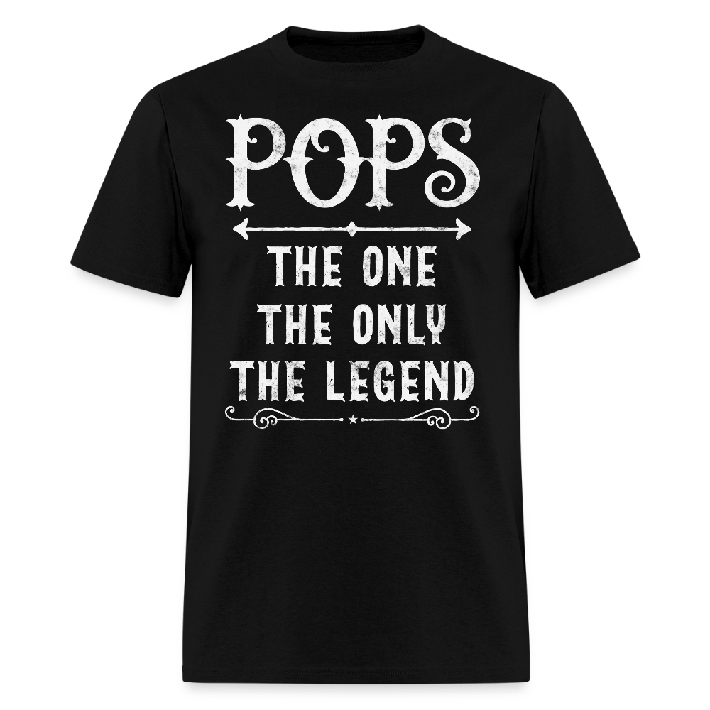 Pops The One The Only The Legend Grandpa T-Shirt - black
