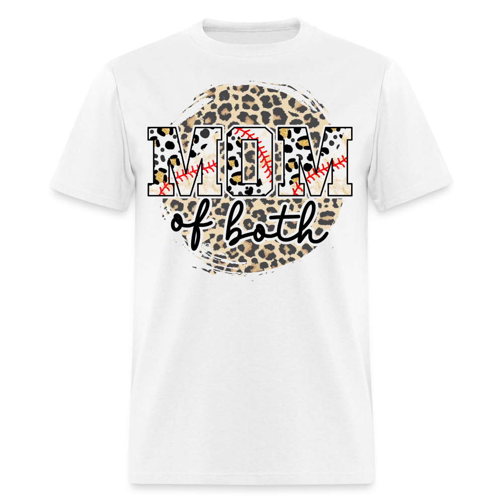 Leopard Print Baseball Softball Mom T-shirt - white