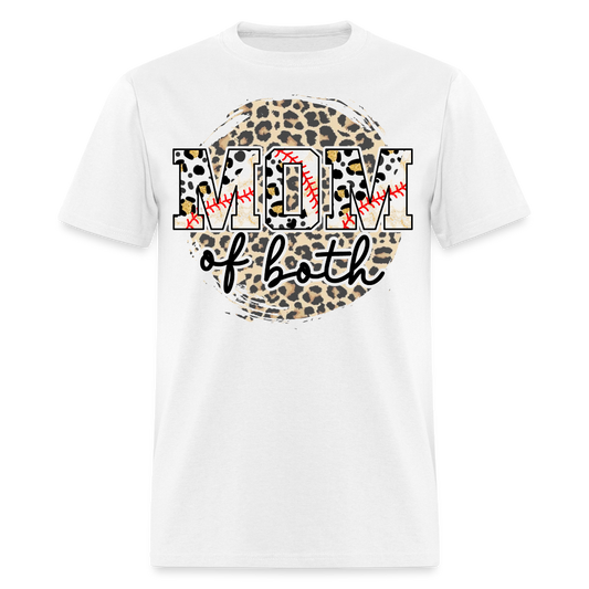 Leopard Print Baseball Softball Mom T-shirt - white