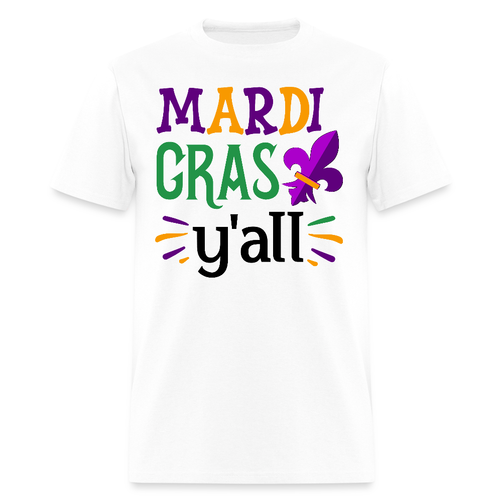 New Orleans Party Shirts Mardi Gras Y’all T-shirt for Fat Tuesday - white