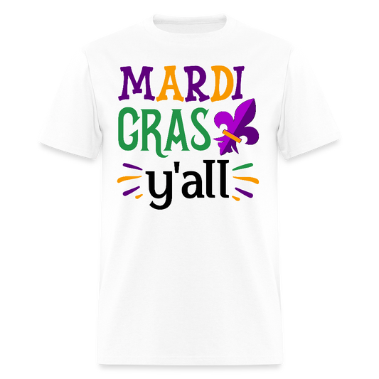 New Orleans Party Shirts Mardi Gras Y’all T-shirt for Fat Tuesday - white