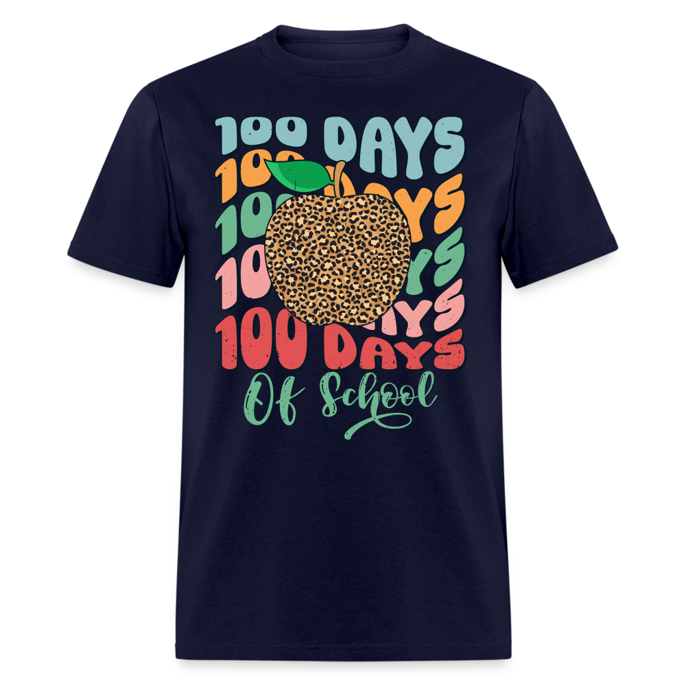 Leopard print 100 Days Of School Teacher Appreciation Gifts T-shirt - navy