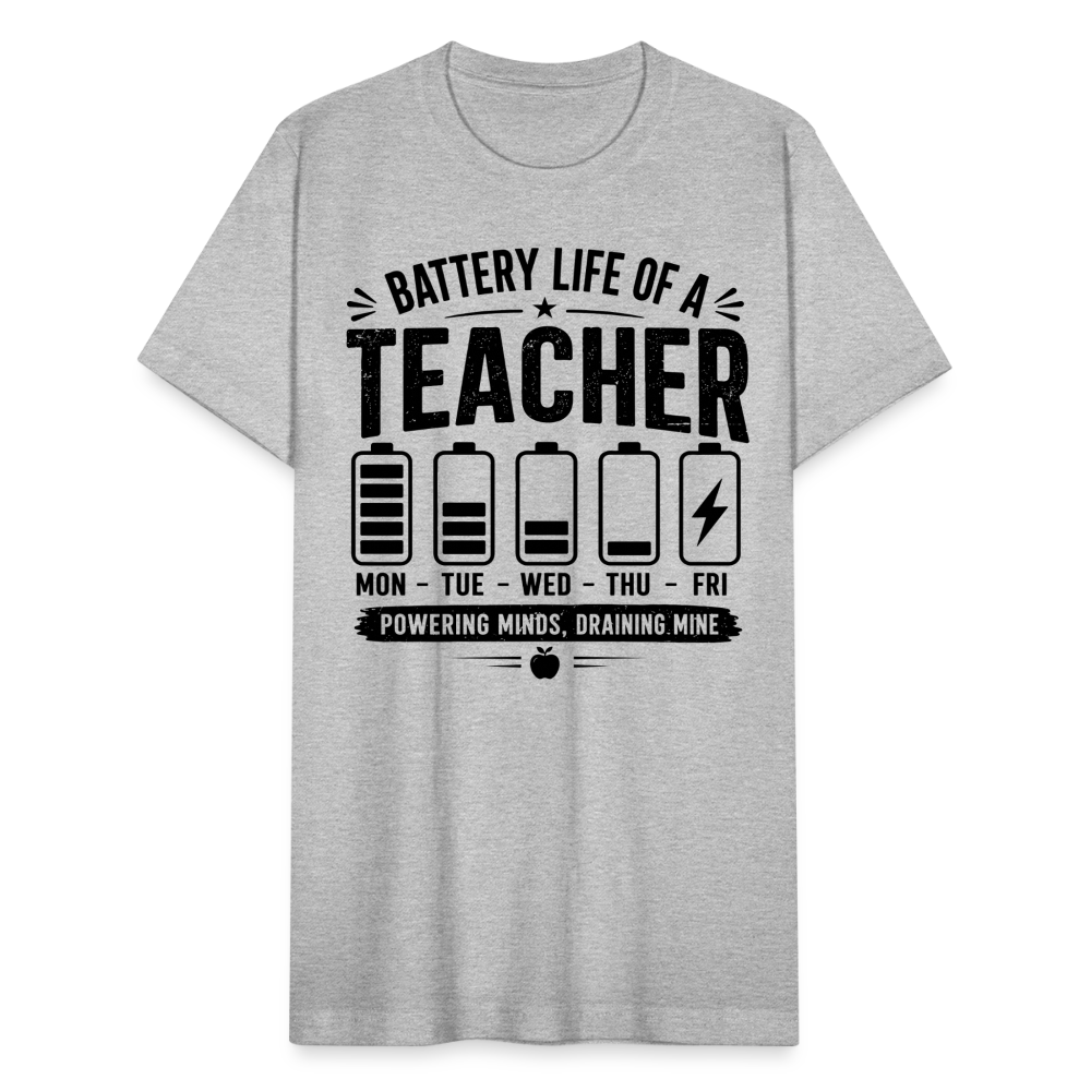 Battery Life of a Teacher T-Shirt | Funny Teacher Gift - heather gray