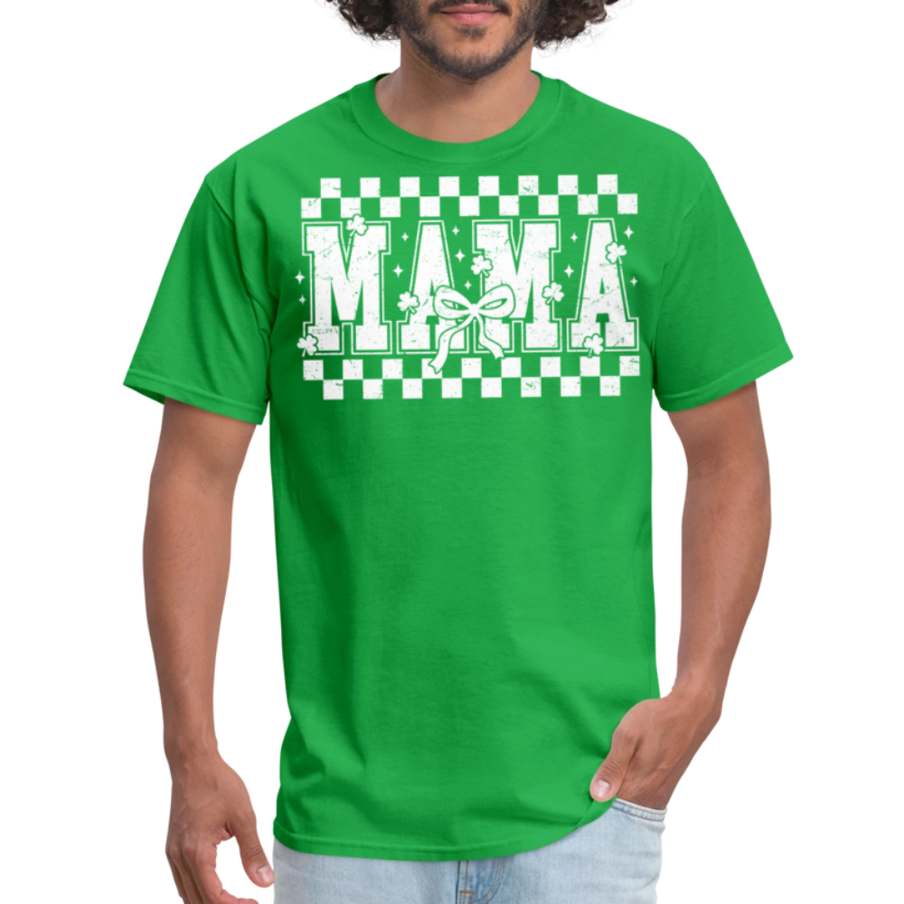 Distressed Mama Clover St. Patrick's Day Gift Tee - bright green