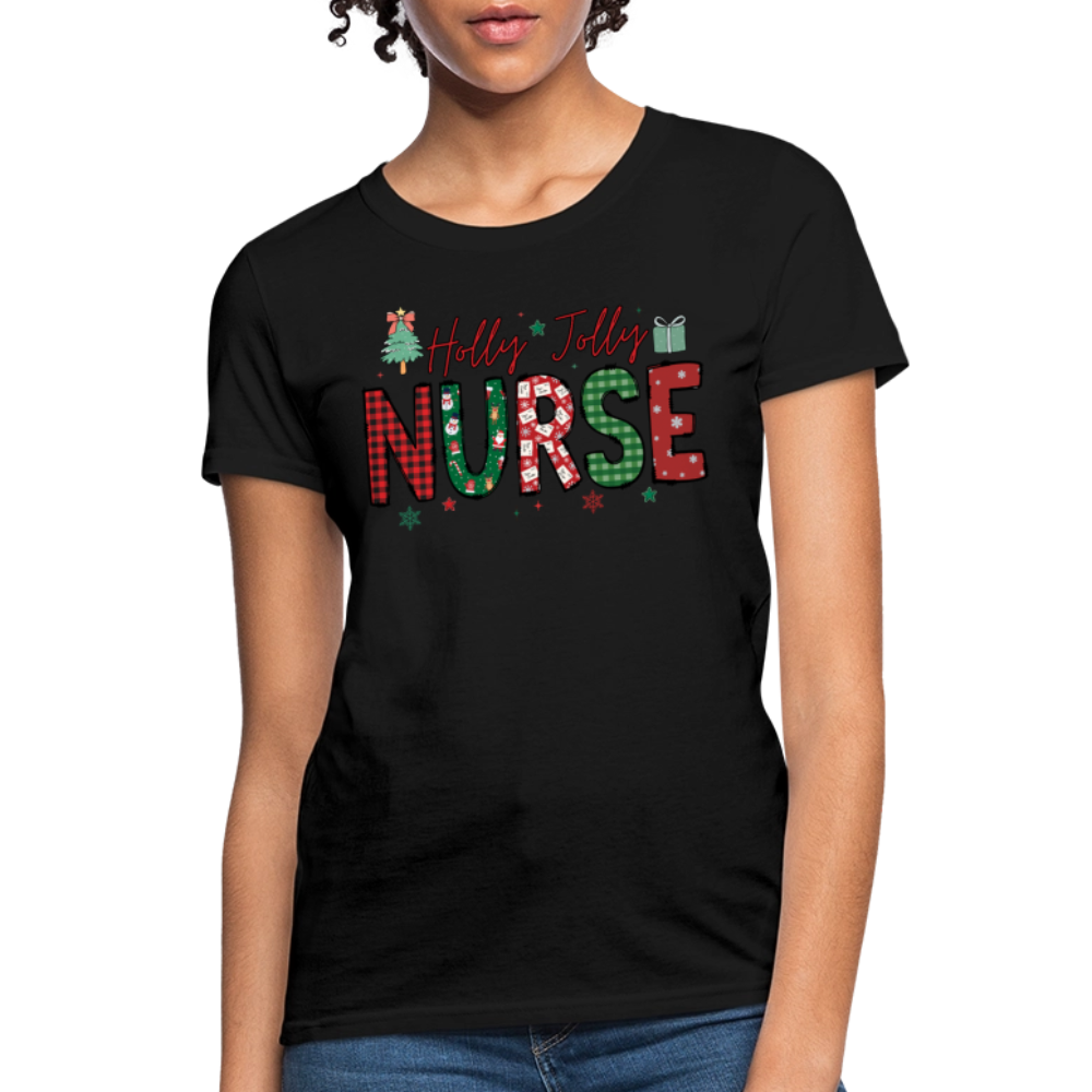 Holly Jolly Nurse Christmas Gift For Nurses T-Shirt - black