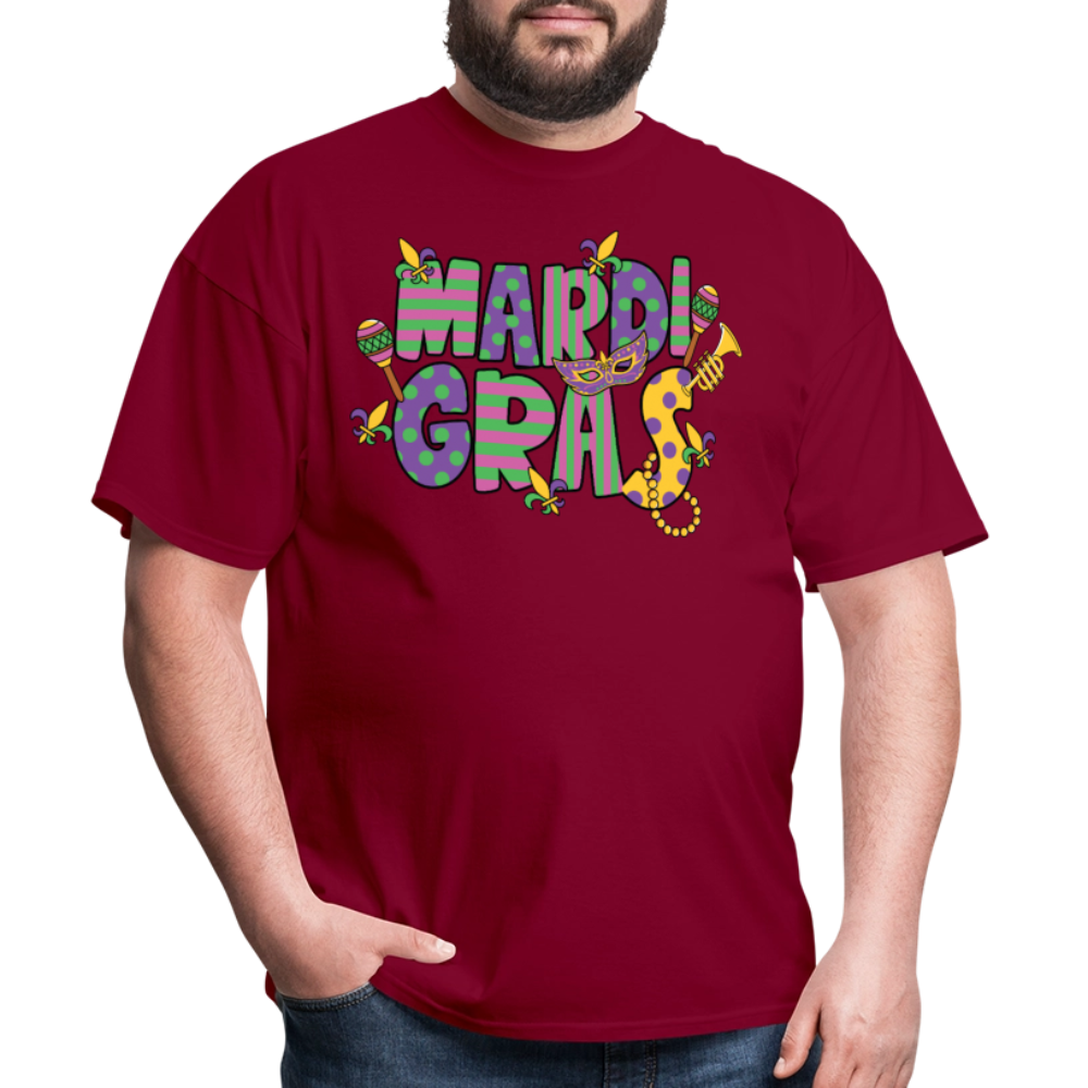 Retro-style Mardi Gras Carnival Tee New Orleans Mardi Gras Party T-shirt - burgundy