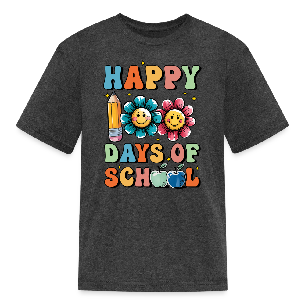 Happy 100 Days Of School Shirt For Kids Back To School Milestone T-shirt - heather black