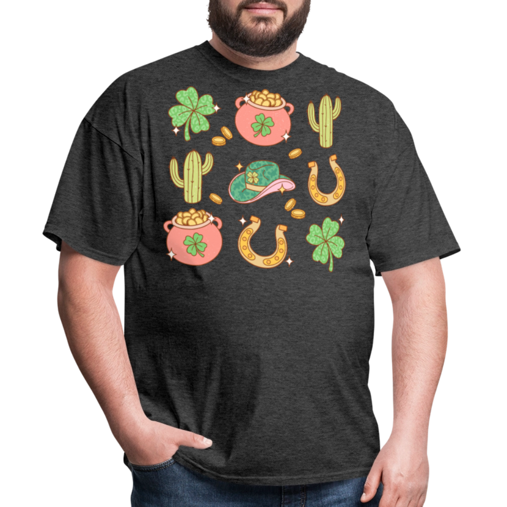 Lucky Irish Cowboy Aesthetic T-shirt - heather black