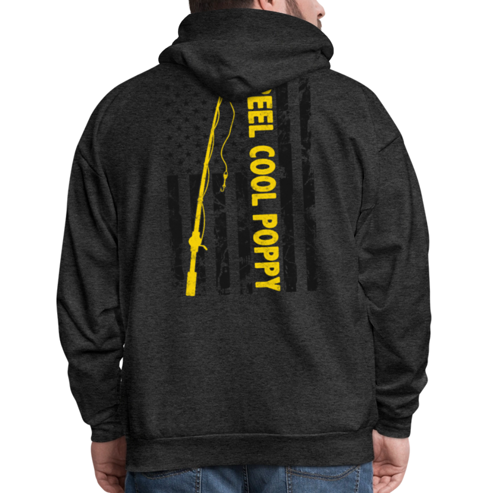 Reel Cool Poppy Patriotic Fishing Father’s day Gifts Hoodie - charcoal grey