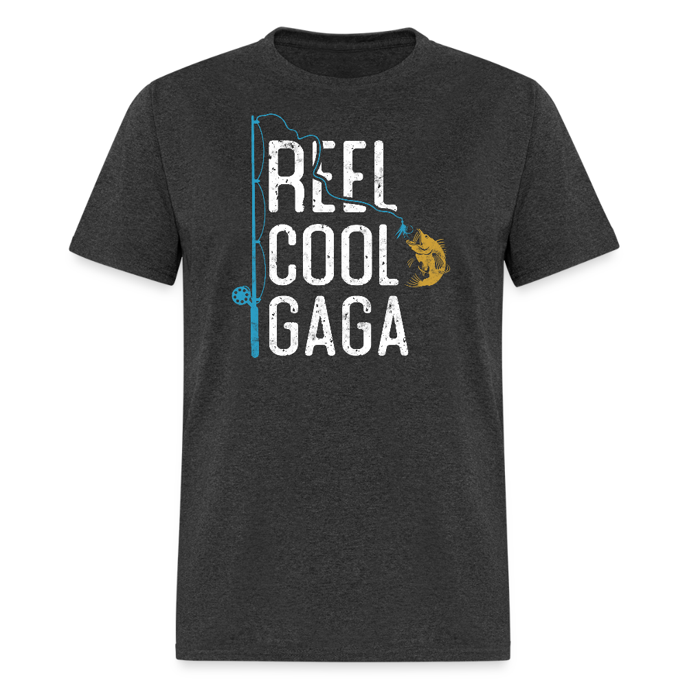 Reel Cool Gaga Tee Grandpa Fishing T-shirt - heather black
