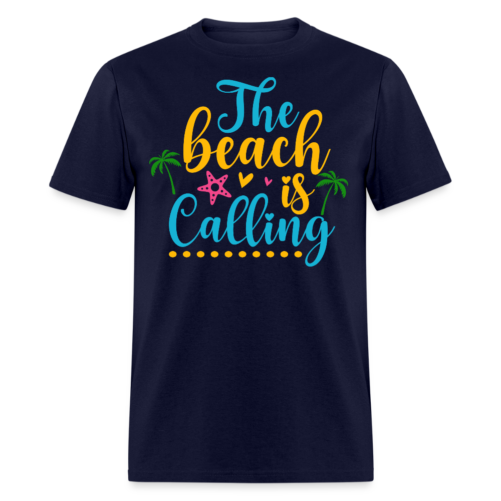 The Beach Is Calling Tropical Vacation T-shirt - navy
