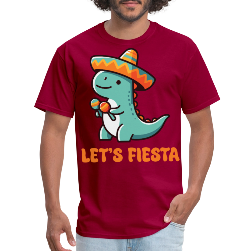 Cute Dinosaur Fiesta Tee For Party Lovers Let's Fiesta T-shirt - dark red