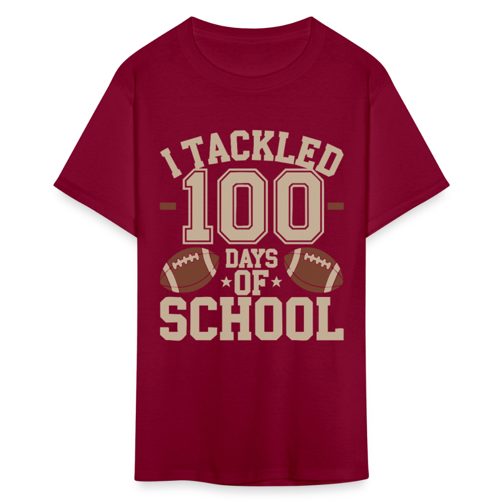 100 Days Of School Tee For Teachers Funny Football Themed School T-shirt - burgundy