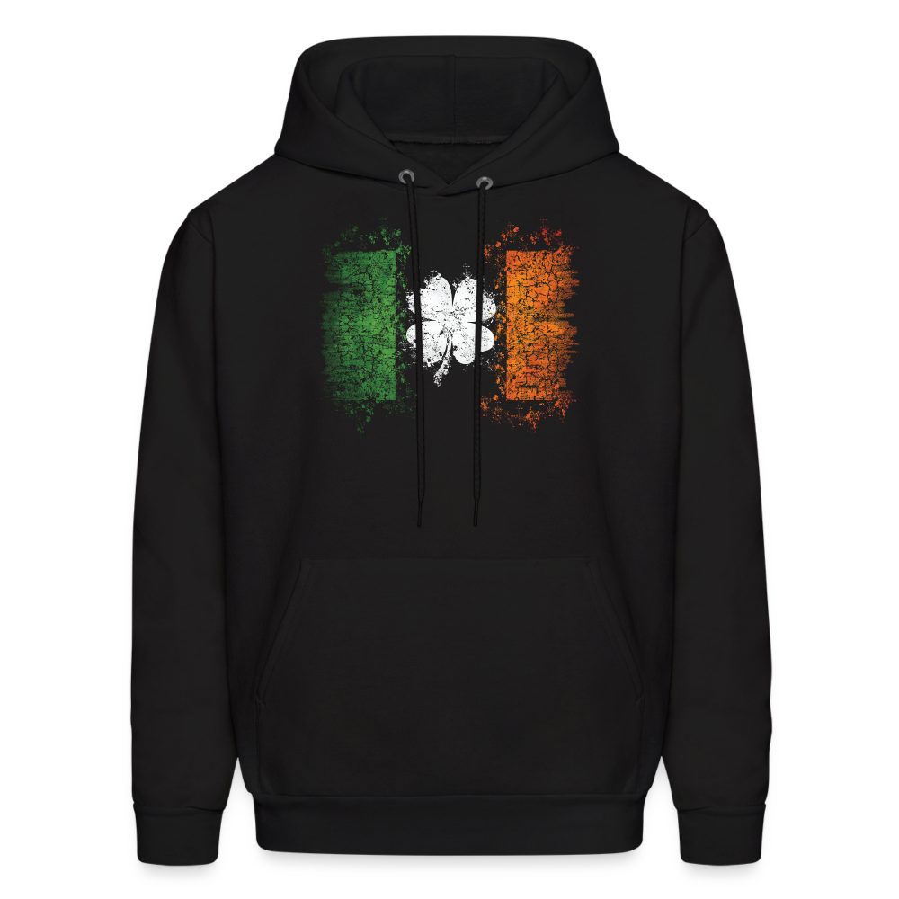 Irish Flag Distressed Shamrock Hoodie - Men's St Patrick's Day - black