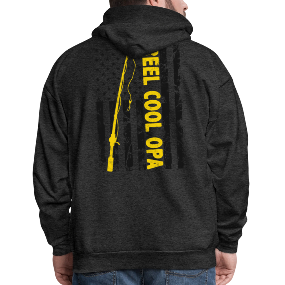 Reel Cool Opa American Flag Fishing Hoodie - charcoal grey