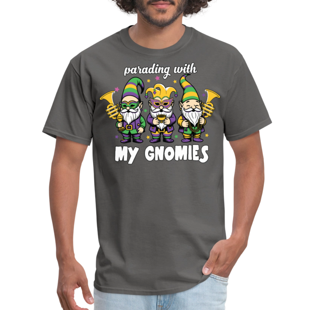 Parading With my Gnomies Festival Shirt Funny Mardi Gras T-shirt - charcoal