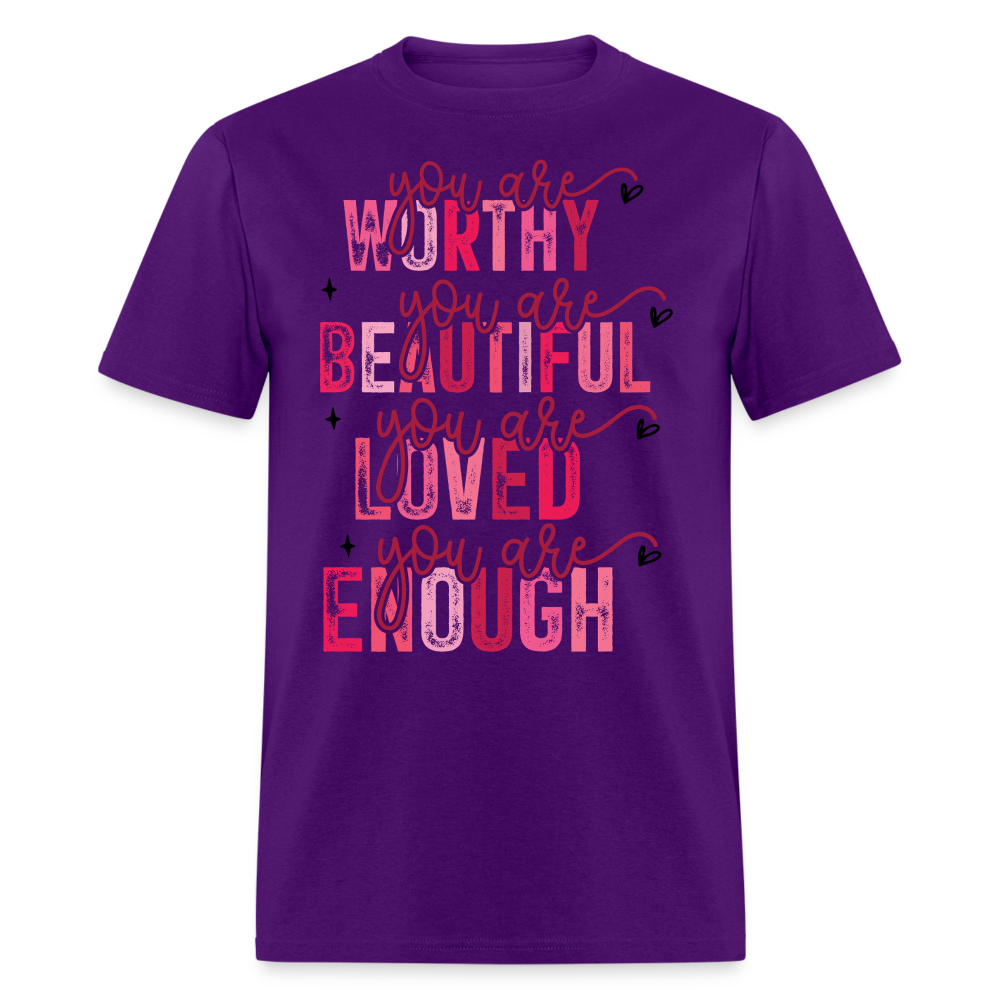 Self-Love Graphic Tee You Are Enough Motivational T-shirt - purple