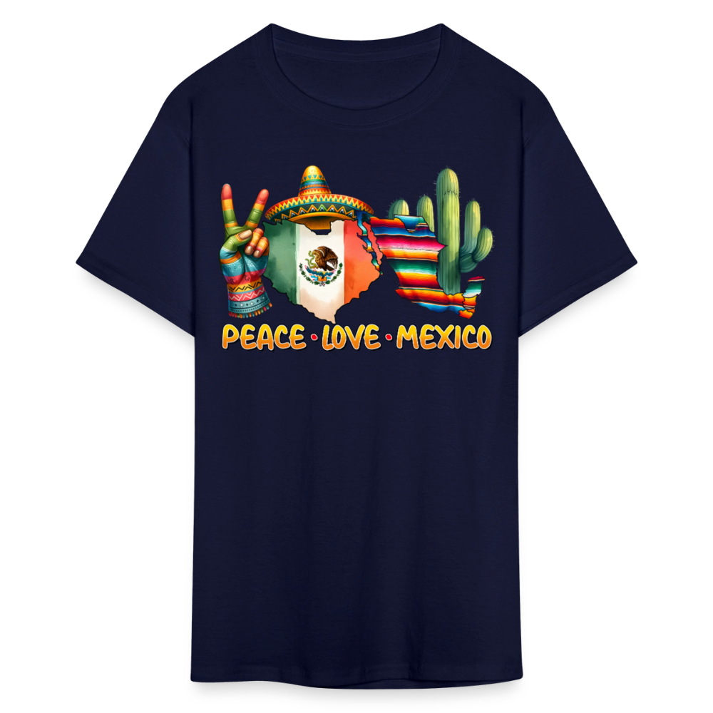 Peace Love Mexico Cultural Tee Mexican Pride T-shirt - navy