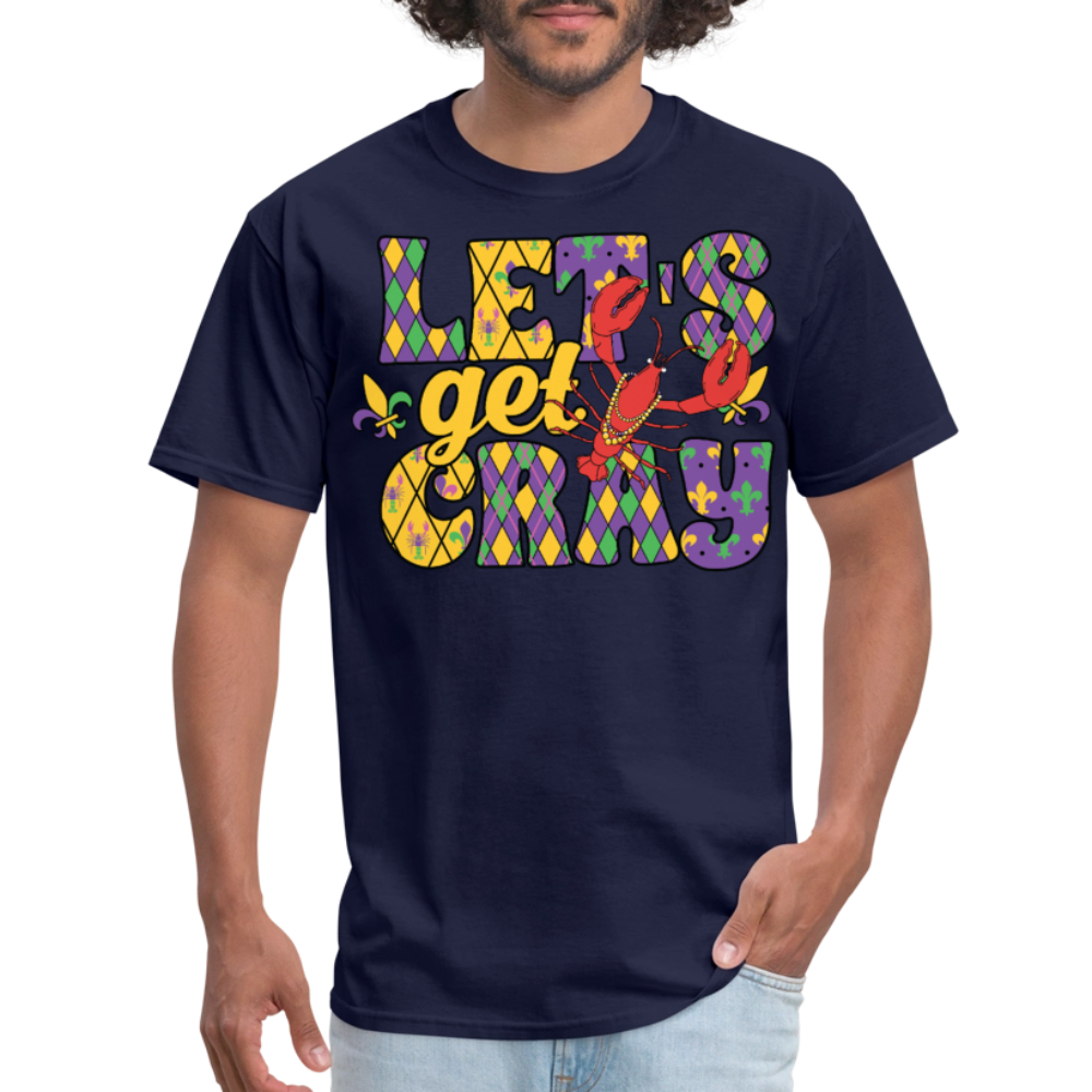 Let’s Get Cray Mardi Gras Crawfish Party T-Shirt - navy