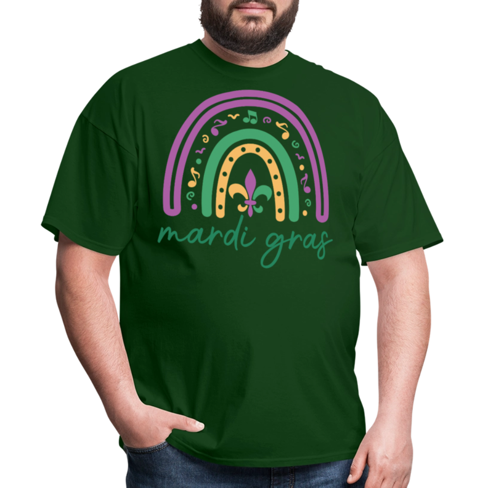 Purple Green Gold Carnival Tee Mardi Gras Rainbow Shirt For Women - forest green