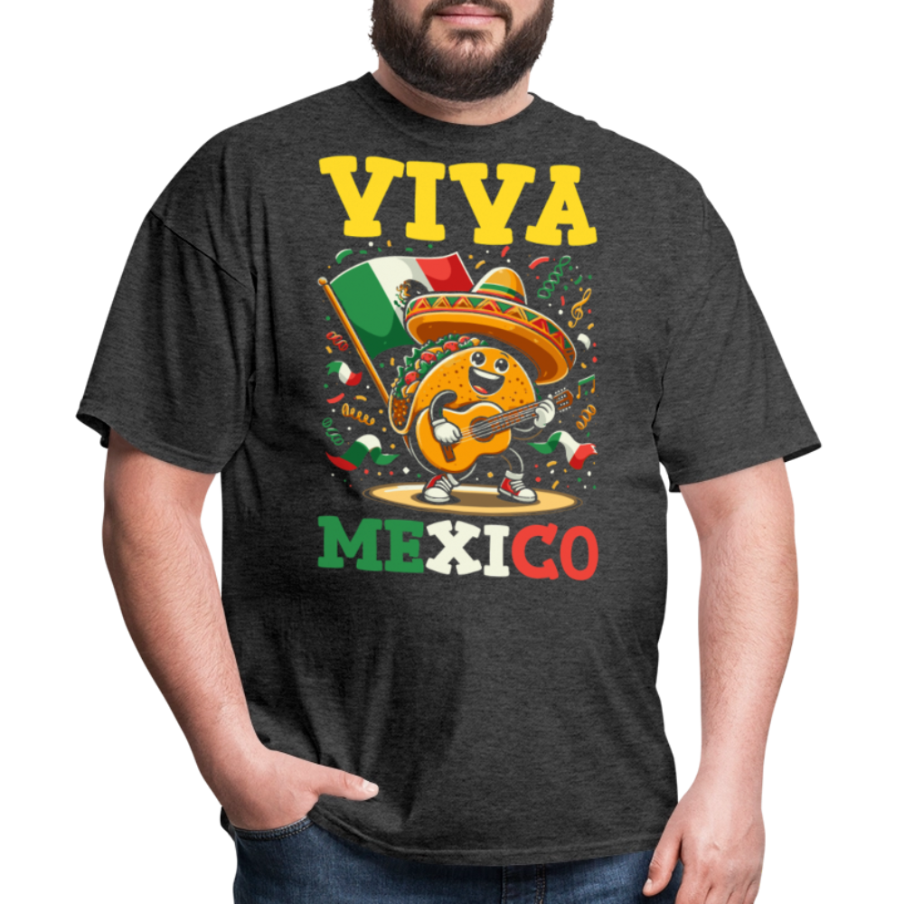 Cinco De Mayo Taco Shirt With Guitar Viva Mexico Party T-shirt - heather black