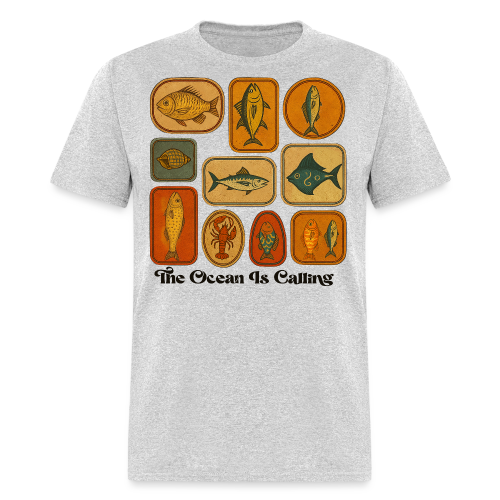The Ocean Is Calling Retro Marine Life T-shirt - heather gray