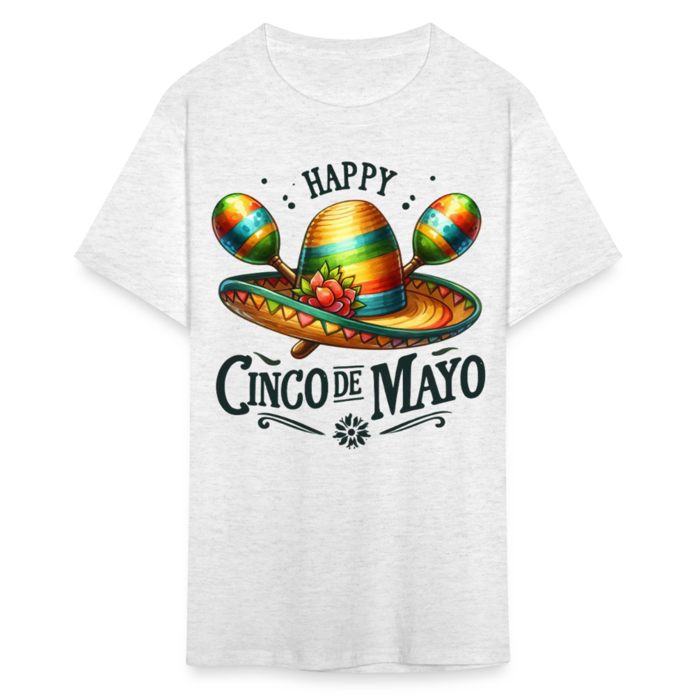 Colorful Sombrero And Maracas Festival Tee Cinco de MayoT-shirt - light heather gray