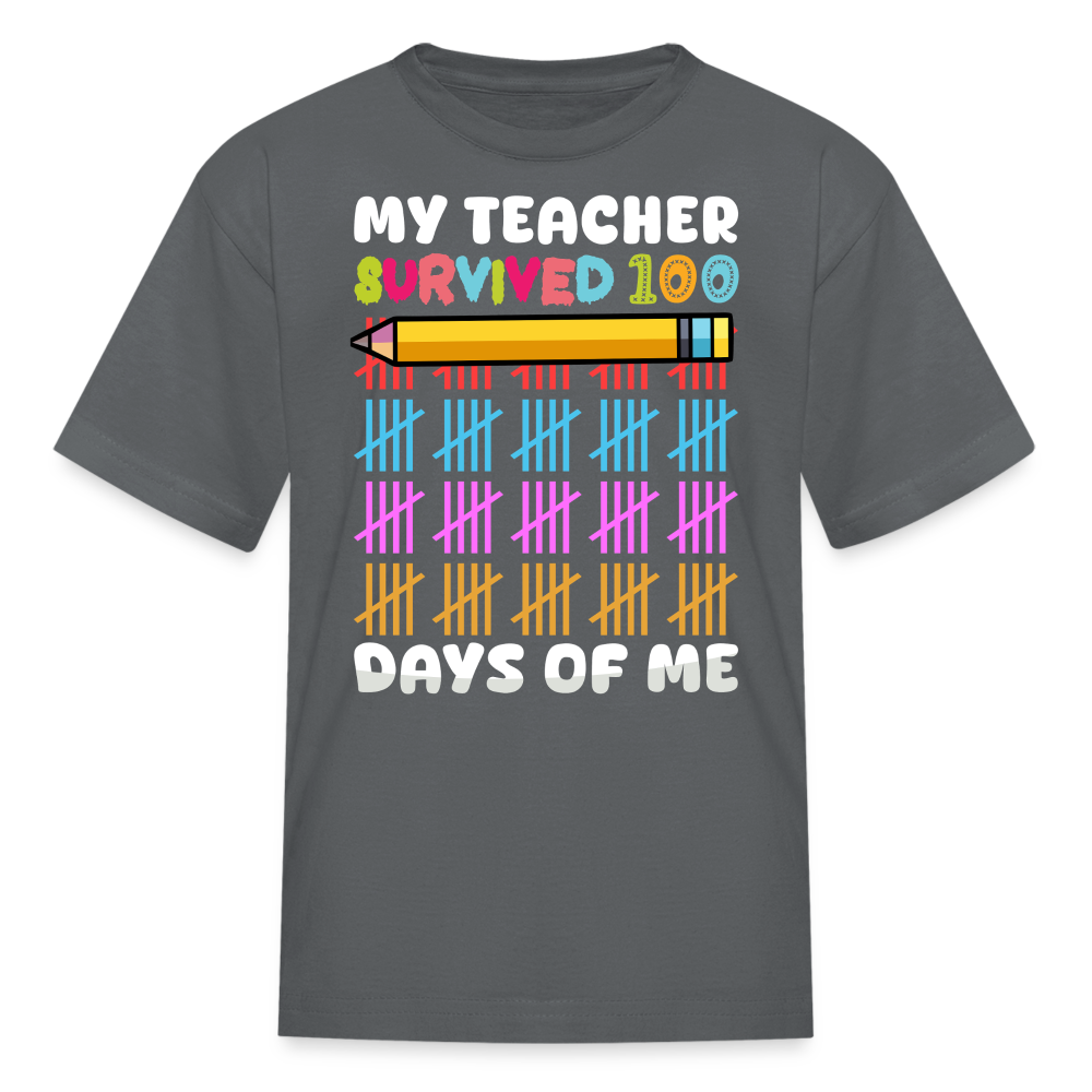 Teacher Survived 100 Days Of School Cute Kids Milestone T-shirt - charcoal