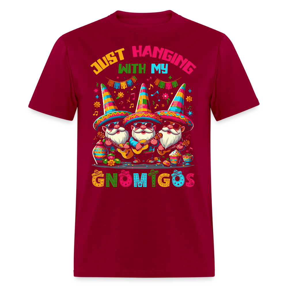 Just Hanging With My Gnomigos Tee Funny Mexican Gnome T-shirt - dark red