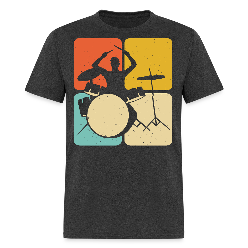 Retro Drum Set Cool Drummer T-shirt - heather black