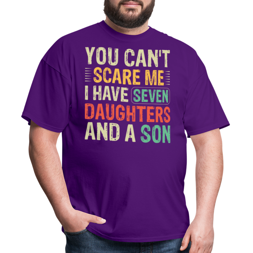 Funny Shirts For Dads With Big Families Seven Daughters and a Son T-Shirt - purple