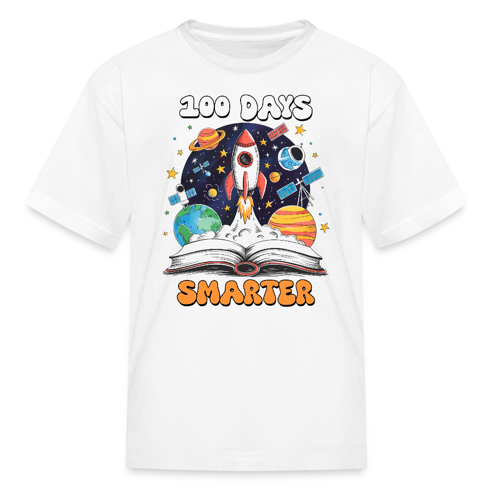 100 Days Smarter Space Themed STEM Learning Kids T-shirt - white