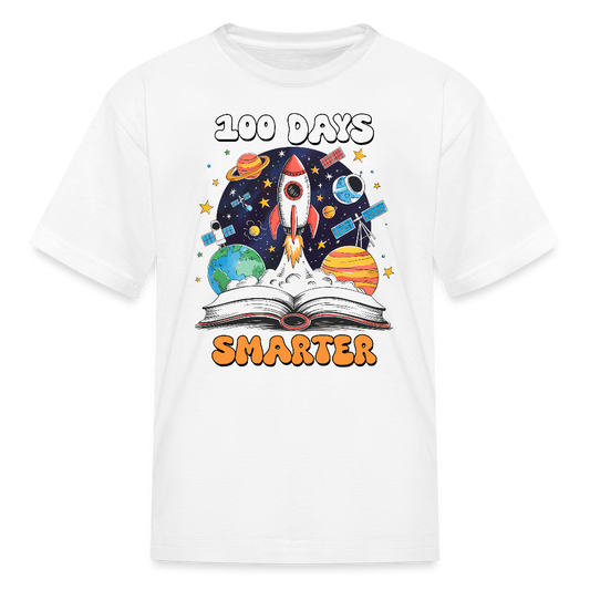 100 Days Smarter Space Themed STEM Learning Kids T-shirt - white