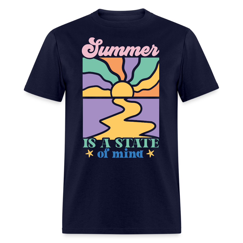 Summer Is A State Of Mind Sunset Beach T-shirt - navy
