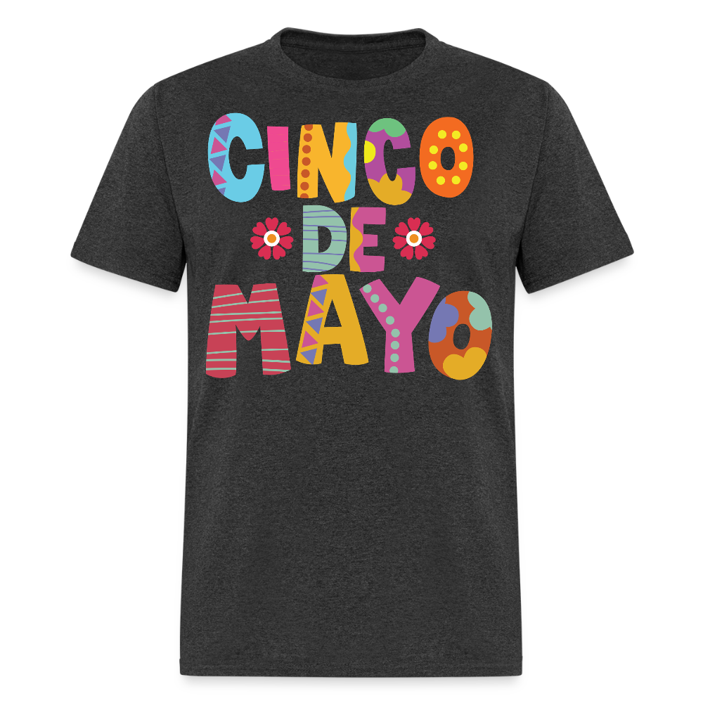 Mexican Holiday Celebration Tee Cinco De Mayo Colorful Graphic T-shirt - heather black