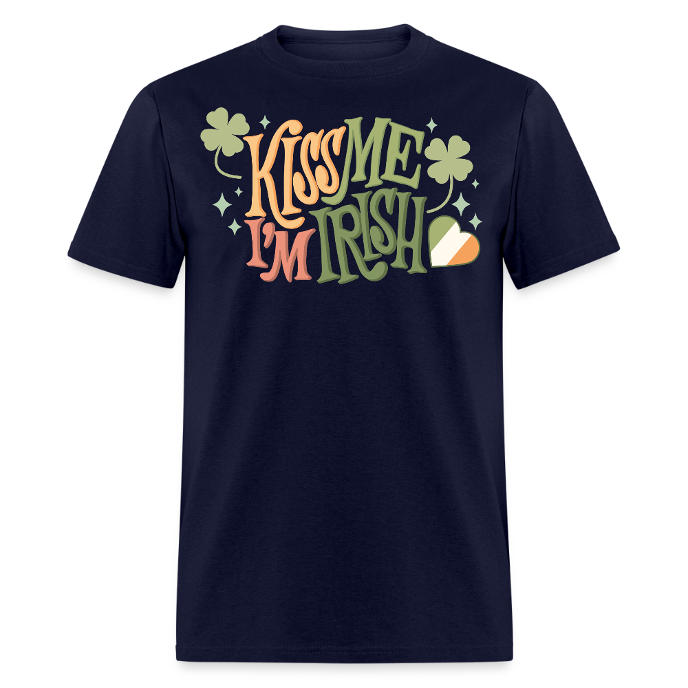 Vintage-style Kiss Me I’m Irish T-shirt - navy