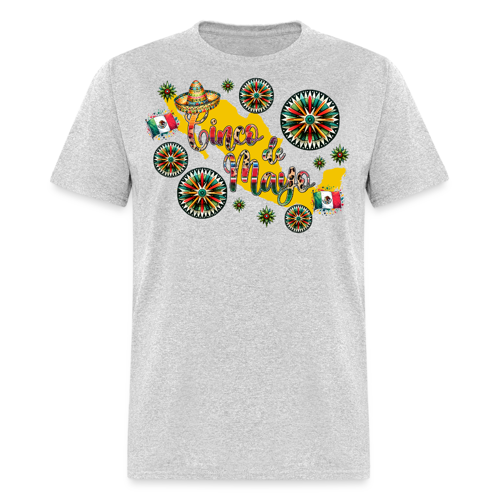 Mexican Pride Tee For Cinco De Mayo Mexico Map Graphic T-shirt - heather gray